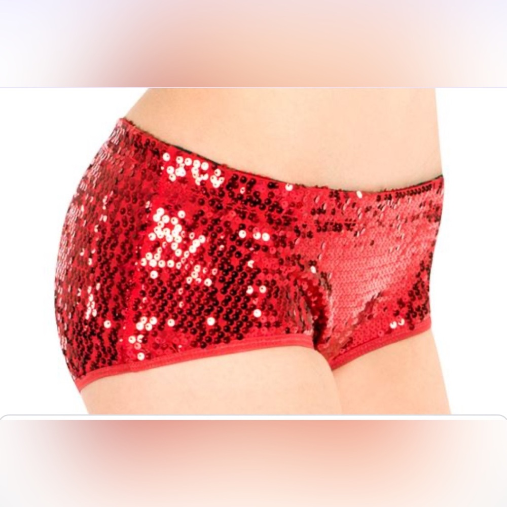 NWT Sequin‎ Red Sexy Dance Shorts Balletcore Size Large